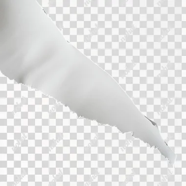 A sheet of smooth white paper, the top edge is torn, against a black background