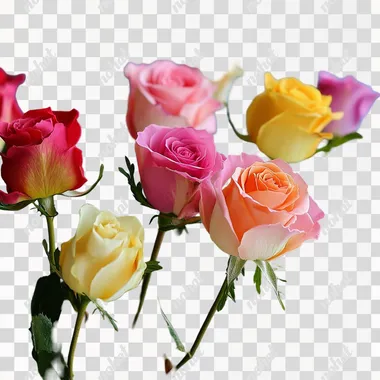 colorful funeral rose flowers for a card