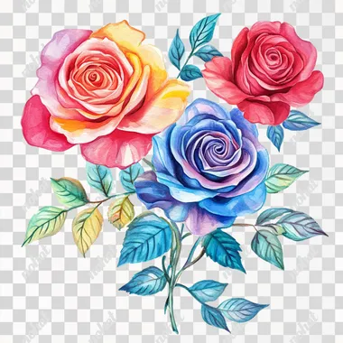 colorful funeral rose flowers for a card