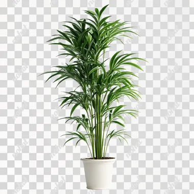 tall potted plant on white background photorealistic