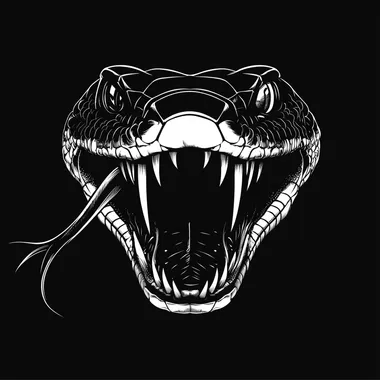 logo, aspid snake, head, fangs, black and white, creative
