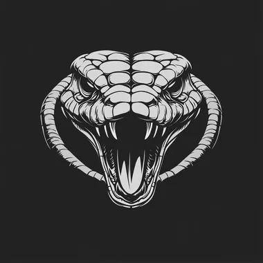 logo, aspid snake, head, fangs, black and white, creative