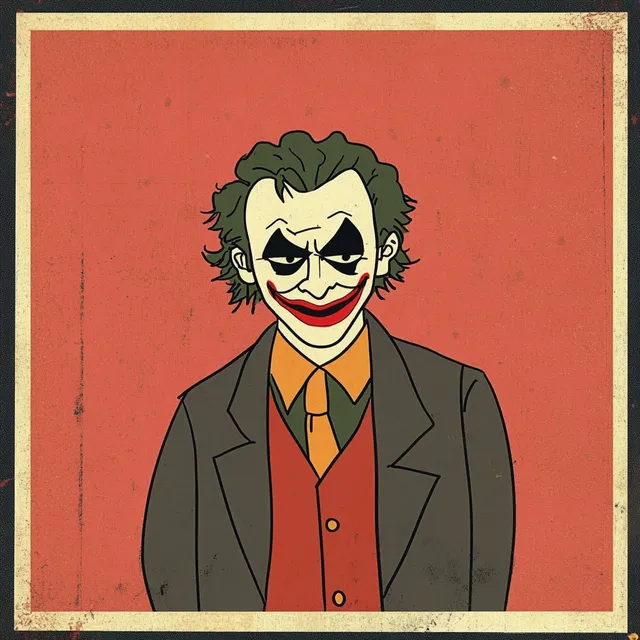 Joker in a Suit: Minimalist Comic Illustration from Gotham City