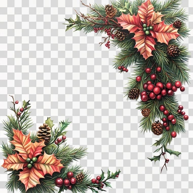 Christmas corner page decor, photo-realistic  --s 500