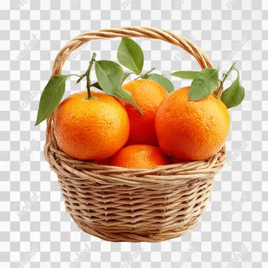 orange, in basket , isolated on white background   --raw