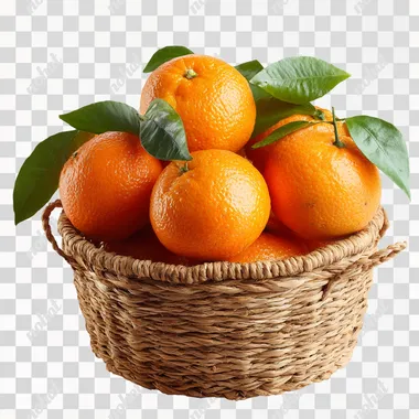 orange, in basket , isolated on white background   --raw