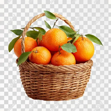orange, in basket , isolated on white background   --raw