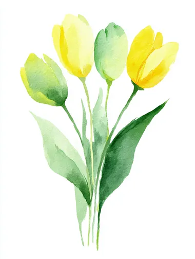 watercolor illustration of bouquet of tulpes. Whimsical, nursery-friendly, and minimalistic. Isolated on white background  rofile ehj1wir