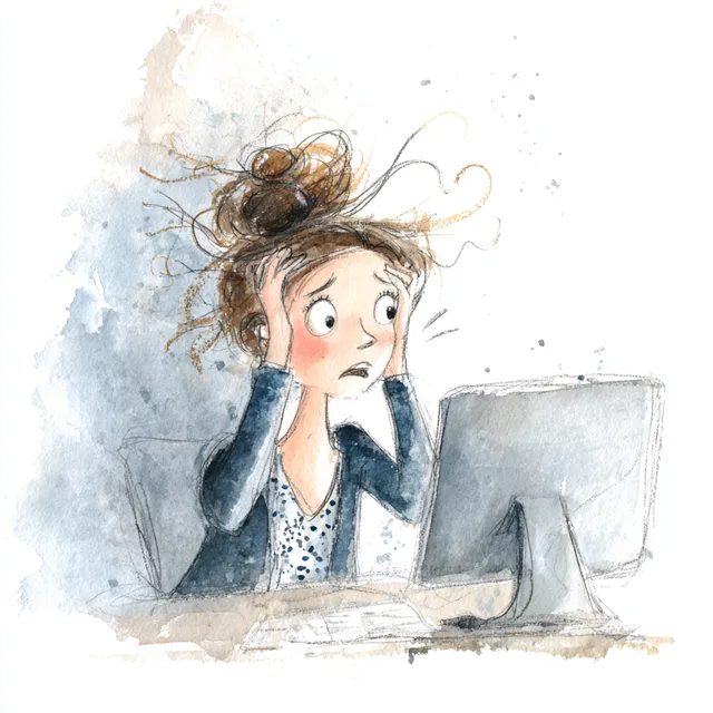 Desperate Woman in Front of Computer