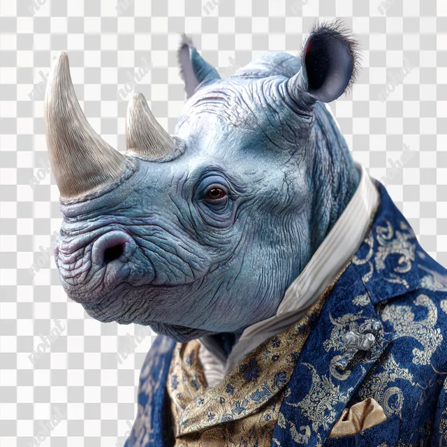 PNG Blue Rhino in Wedding Attire