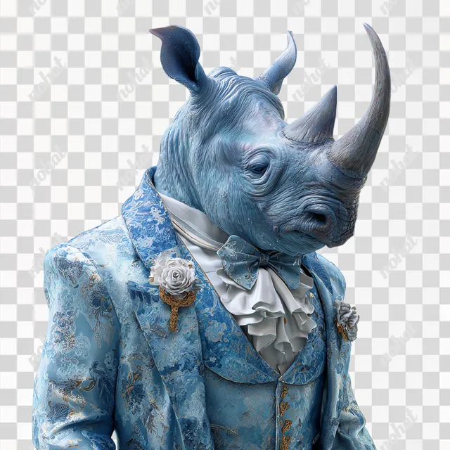 PNG Blue Rhino in Formal Wedding Attire