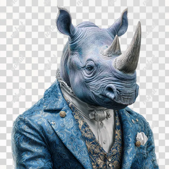 PNG Stylish Blue Rhino at a Wedding