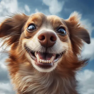 realistic dog smilling like in memes