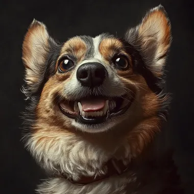 realistic dog smilling like in memes
