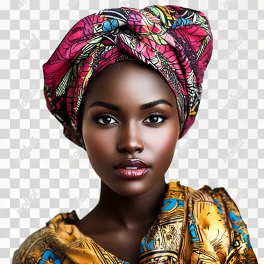 portrait of black model in tradition african clothing on white background