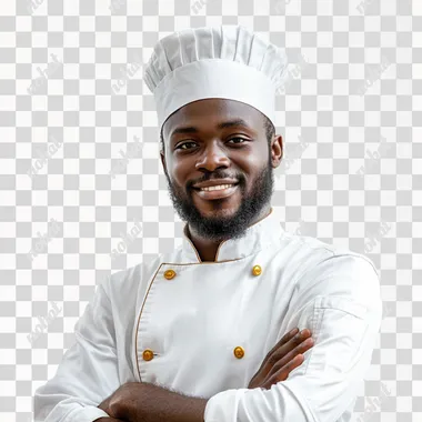 Un patissier africain avec sa tenue de patissier isol sur fond blanc