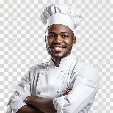 Un patissier africain avec sa tenue de patissier isol sur fond blanc