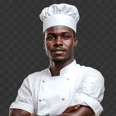 Un patissier africain avec sa tenue de patissier isol sur fond blanc