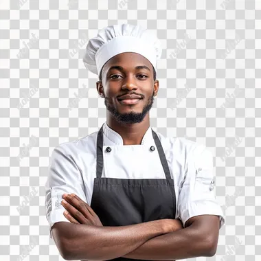 Un patissier africain avec sa tenue de patissier isol sur fond blanc
