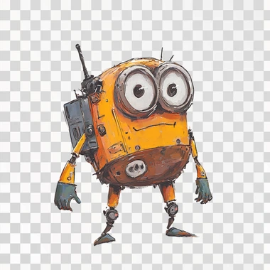 A really enthusiastic minion. Full of energy. Ready to start work. White background.