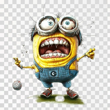 A really enthusiastic minion. Full of energy. Ready to start work. White background.