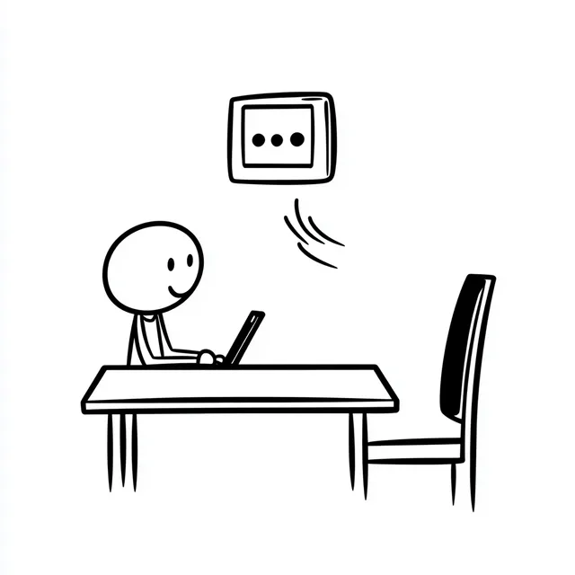 Stick Figure in Home Office Silencing Notifications for Focused Work