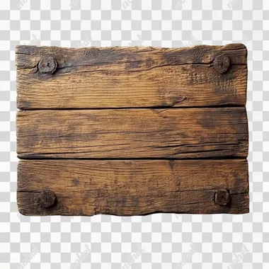 a blank wooden sign on white background