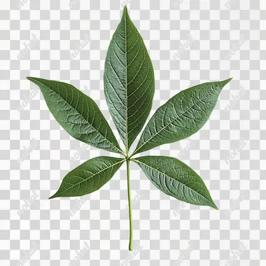 isolated single cassava leaf