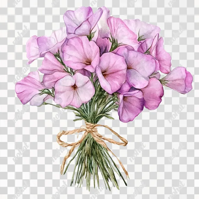 PNG Realistic Lathyrus Odoratus Bouquet with Jute Ribbon