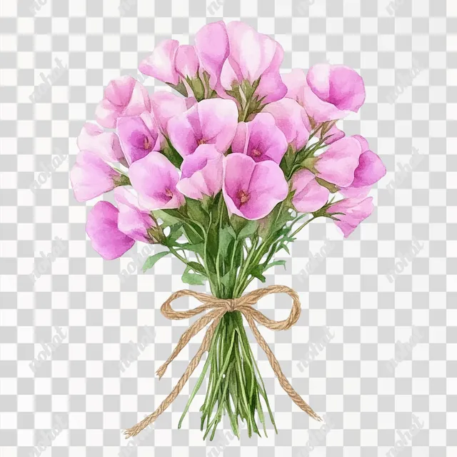 PNG Delicate Pink Lathyrus Odoratus Bouquet with Jute Ribbon