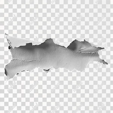 "Create a high-resolution image of a torn piece of paper with uneven, jagged edges on both sides. The paper should be white and textured with slightly rough edges, as if it was ripped by hand. The background should be plain black to highlight the contrast of the paper rip. The lighting should emphasize the texture of the paper, showing subtle shadows along the ripped edges.
