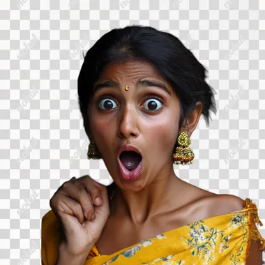 an indian NRi woman surprised face