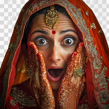 an indian NRi woman surprised face