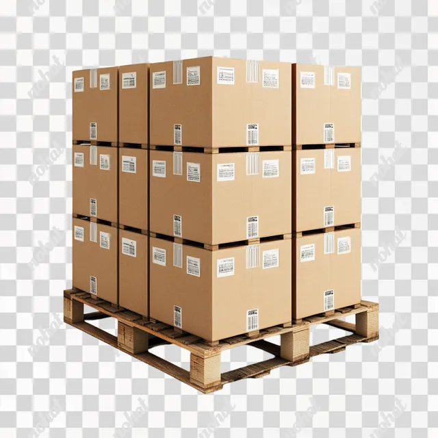 a stack of cardboard boxes on a pallet