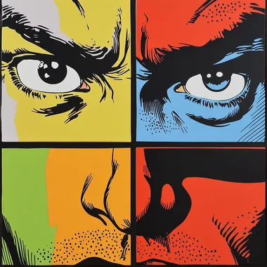 comics man pop art style square