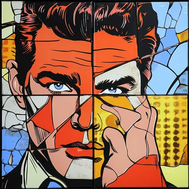 comics man pop art style square