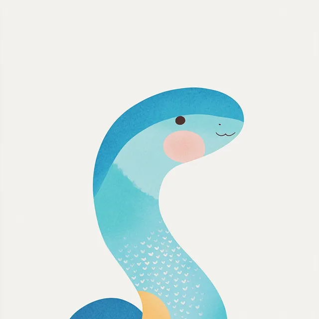 Cute Blue Bird with Pink Nose and Tail in Minimalist Design