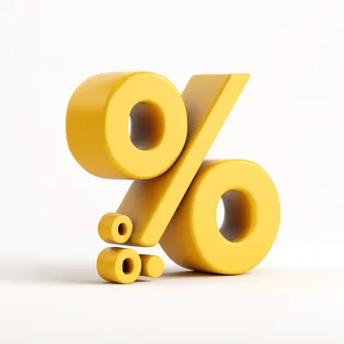 percent % color yellow isolated on white background 3d illustration vector file