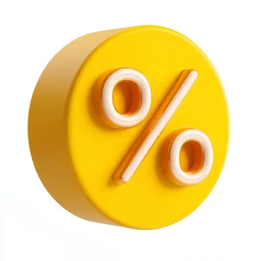 percent % color yellow isolated on white background 3d illustration vector file
