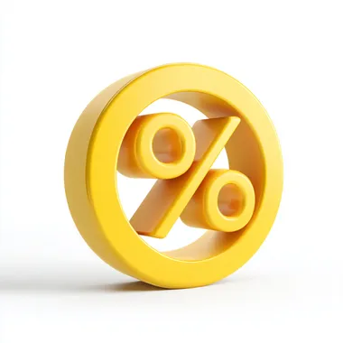percent % color yellow isolated on white background 3d illustration vector file