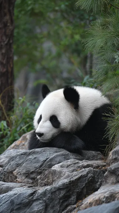 A giant panda rolling from a high hill  --raw rofile 2trkyo2