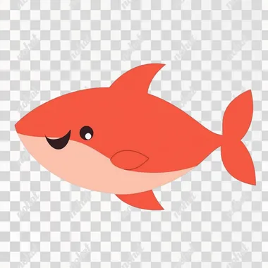 Simple, vectorized illustration of a happy fish, child-friendly design, with a white background, in PNG format.