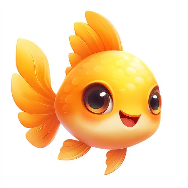 Playful Golden Fish: A Minimalist Mobile Game Character