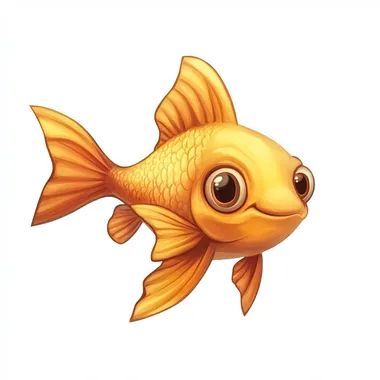 [2D cute minimal] golden fish with face game character on white background, for mobile game, playrix style