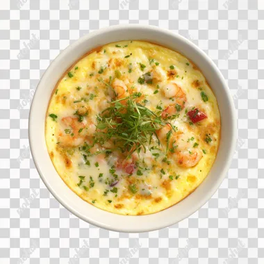 photography of Omelette aux crevettes & fromage, like Paul restaurant, top view, white background rofile tgephex