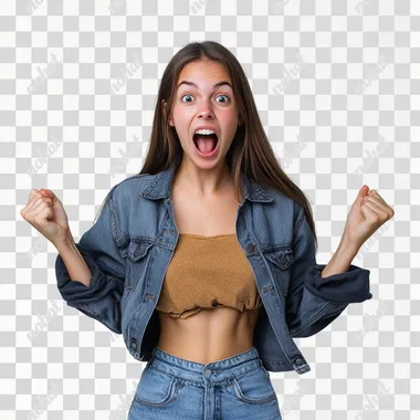 Beautiful young woman wearing casual clothes celebrating amazed success and open eyes screaming excited. winner concept, showing iems by both hand, both side