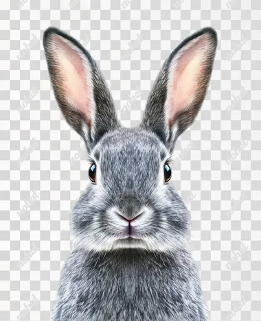 A kind gray rabbit portrait head , painted in watercolor on a white background is suitable , for use as clipart detailed