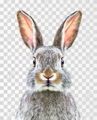 A kind gray rabbit portrait head , painted in watercolor on a white background is suitable , for use as clipart detailed