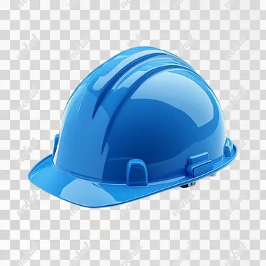 A blue safety helmet with a delicate texture and high quality. The background is clean and plain-colored.