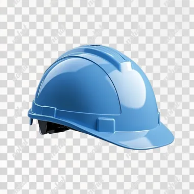 A blue safety helmet with a delicate texture and high quality. The background is clean and plain-colored.